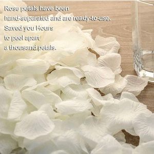 Faux white rose petals